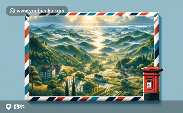 浙江丽水仙都风景区与古堰画乡的山水之美，展现中国特色邮政信件设计