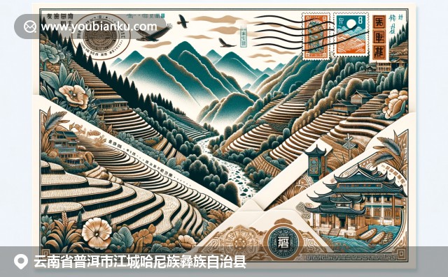 雲南普洱獨特魅力：壯麗哈尼梯田，彝族傳統服飾，中國郵政明信片