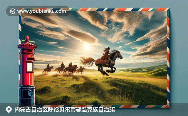 内蒙古呼伦贝尔鄂温克族自治旗草原景致、传统服饰与骏马奔跑，展现丰富自然文化特色