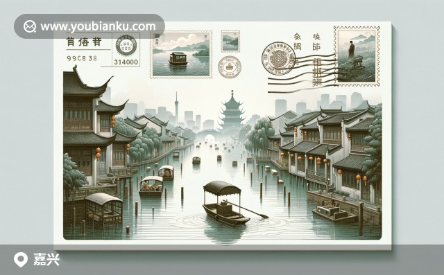 嘉兴南湖红船、月河历史街区与粽子，明信片风景融入邮政元素