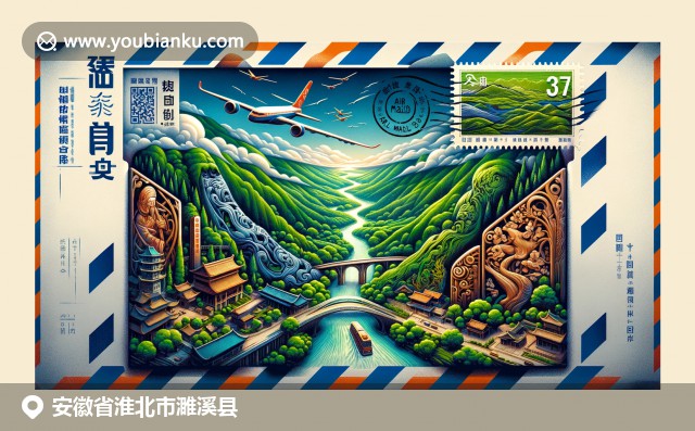安徽自然和歷史的融合，展現黃山美景與徽派建築，融入郵政元素