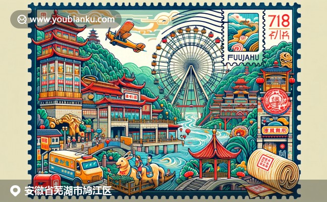 安徽鳩江區長江大橋的壯觀景象與航空郵件信封的文化融合