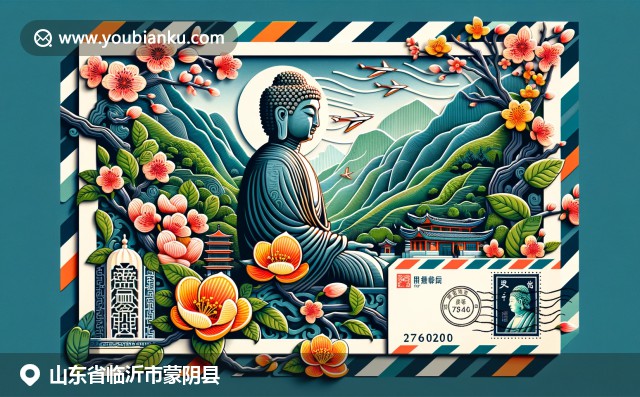 山东蒙阴县蒙山大佛与桃花剪纸艺术的现代融合，展示地域特色与传统文化