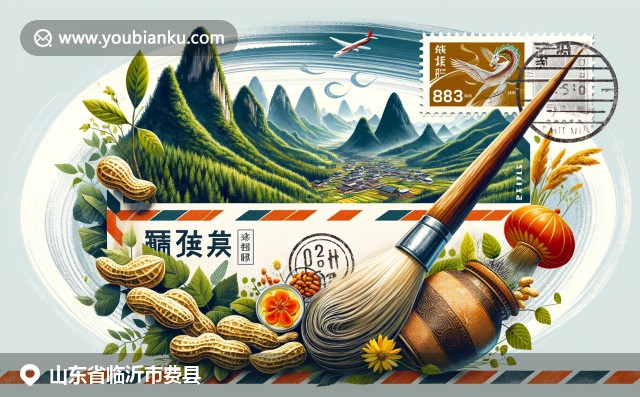 山東費縣：蒙山風景、傳統畫筆與航空郵寄特產融合成絢麗畫面