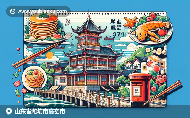 潍坊高密风筝文化与葡萄园美景融合，胶东老街历史之韵，邮政元素点缀