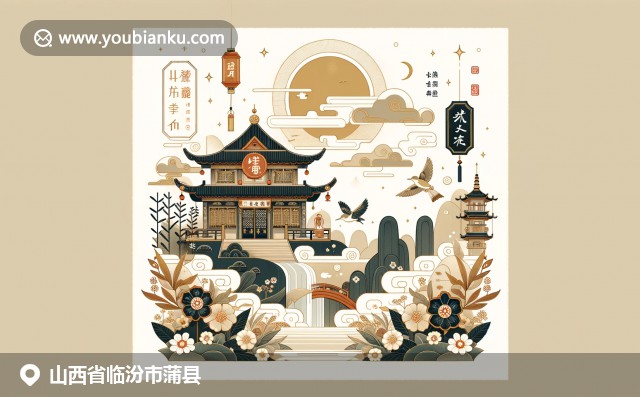 展示山西臨汾蒲縣郵政編碼041200的現代明信片設計，融合地方文化和郵政特色