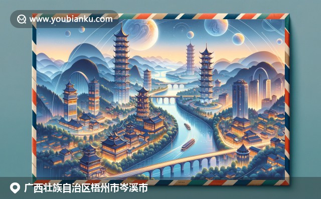 广西岑溪市特色邮政信封，展现义昌江风景、当地辣椒与中国邮政特色邮票