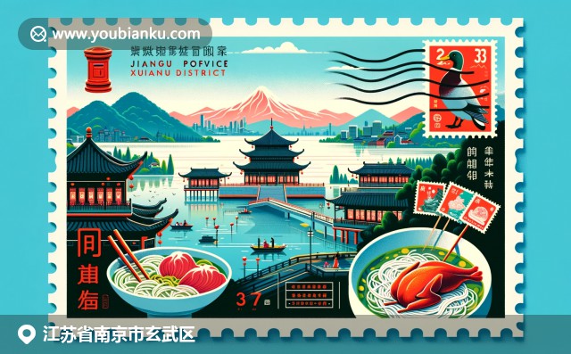 南京210000邮政编码航空信封，中山陵、紫金山天文台和南京长江大桥等地标融入设计