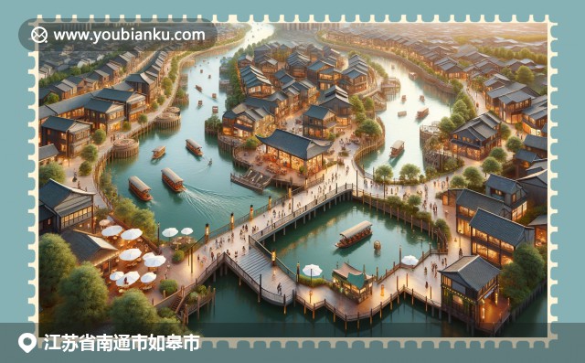 江蘇如皋市地域特色描繪：自然景觀、美食與郵政元素完美融合