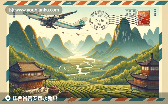 江西永新县融合武功山自然美景、茶园景观和中国邮政元素