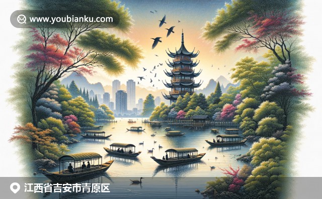 江西吉安青原区明信片：白鹭洲公园、吉州窑瓷器和青原山茶文化，融入中国邮政元素