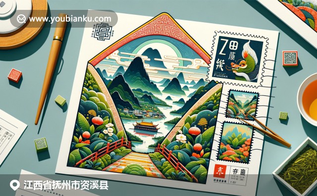 江西撫州資溪縣地域特色與郵政元素的現代描繪
