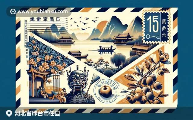 邢台任县自然、文化与特产融合，大名湖、皮影戏和枣果元素交织，055150邮编细致展现