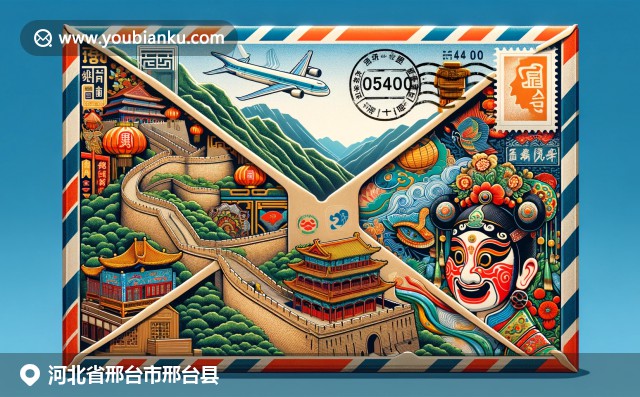 河北邢台縣文化與歷史展示：長城、皮影戲和美食於航空郵件中融合