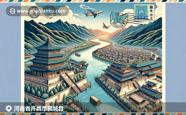 襄城县汉代古墓、鹿阳河美景与钧瓷艺术的融合，展现河南文化与邮政元素