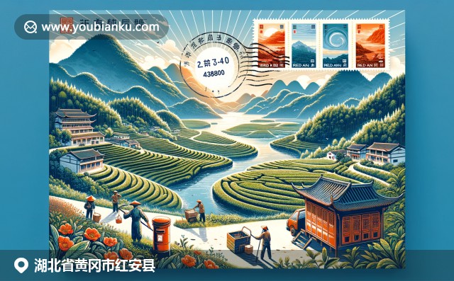 湖北省黃岡市紅安縣的自然美景、茶文化和革命歷史融入郵政元素