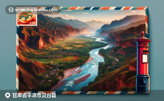 甘肃自然美景与邮政文化融合，展现红河峡谷壮观风光与明信片中国风