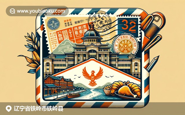 创意邮政插图，铁岭县邮政主题与地域特色完美融合