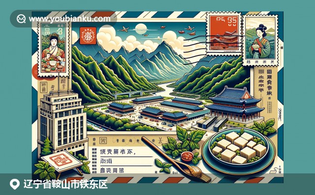 遼寧鞍山鐵東區的自然、工業與文化元素在中國郵政主題明信片中生動展現