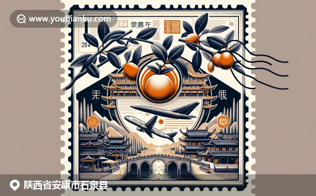 陕西安康石泉县，汉江美景、老街风貌和特色梨枣的创意航空信封设计，展现地方自然美与历史文化特色