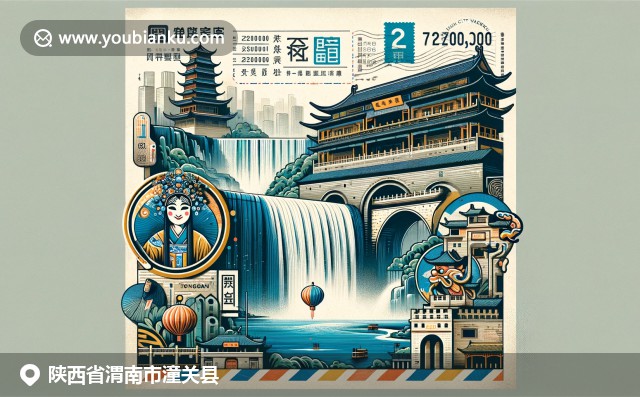 陝西文化融合：黃河壺口瀑布、潼關古城門、皮影戲人物巧妙融入航空郵件信封