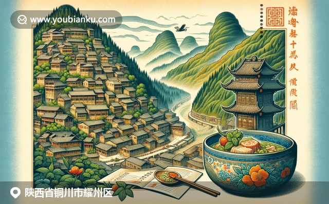 展现陕西耀州区风情画卷，耀王山、窑洞民居和铜川窑培共同展示地方人文风情与美食文化