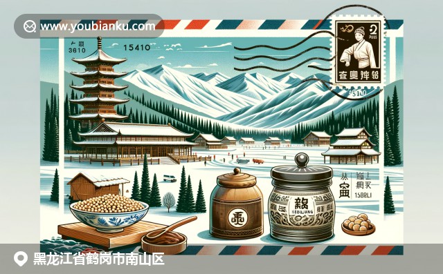黑龍江南山區的雪景和亞布力滑雪度假區與豆瓣醬，以郵政元素創意融合